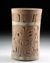 MAYA POTTERY CYLINDER VESSEL W