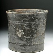 MAYA POTTERY CYLINDER W/ CROSS