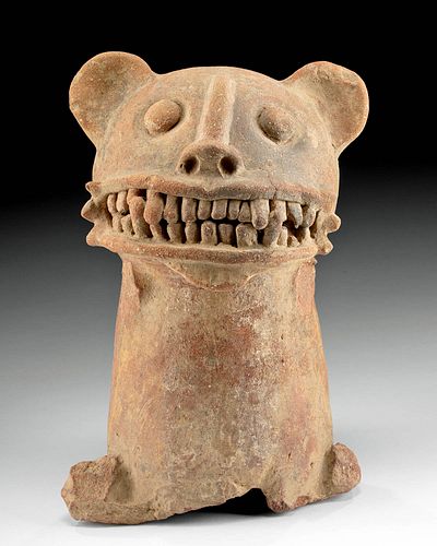 MAYA POTTERY JAGUAR URN LID W/
