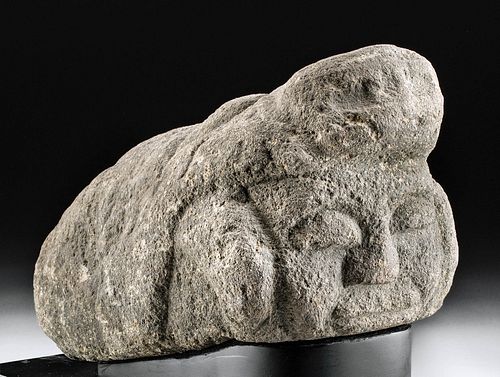 MAYA STONE QUETZALCOATL HEAD W/