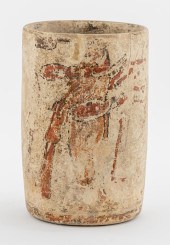 MAYAN POTTERY CYLINDRICAL VESS