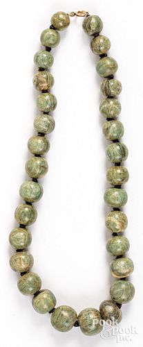 MAYAN/OLMEC GREEN ROUND BEAD