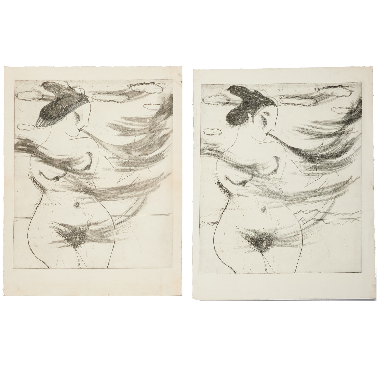 MAYUMI ODA, PAIR OF ETCHING