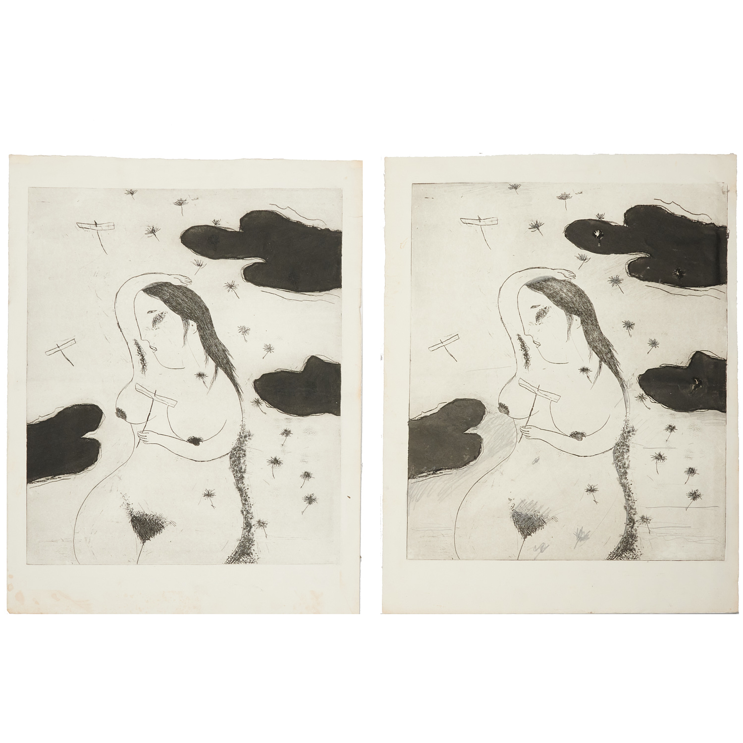 MAYUMI ODA, PAIR OF ETCHING