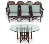 MCGUIRE BAMBOO TABLE W/ GLASS