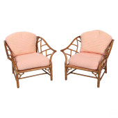 MCGUIRE PAIR OF RATTAN FAN BAC