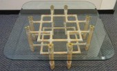 MCGUIRE RATTAN BASE GLASS TOP