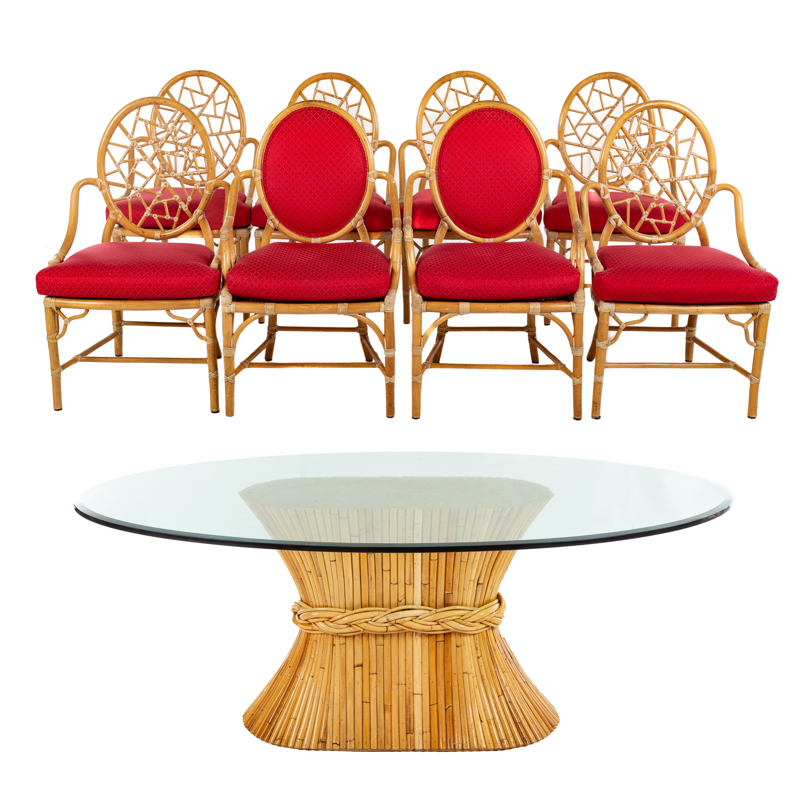 MCGUIRE RATTAN GLASS TOP TABLE &