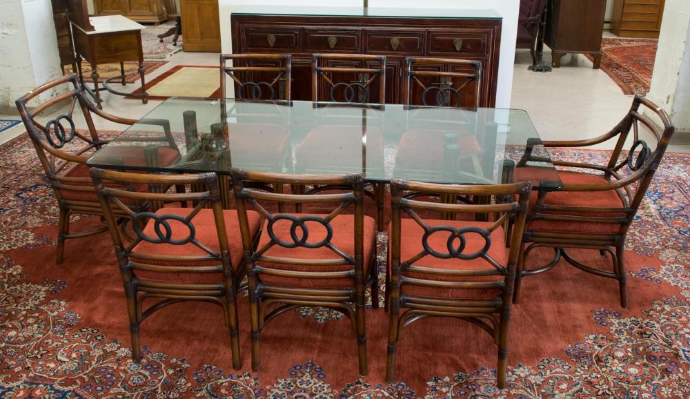 MCGUIRE STYLE RATTAN DINING TABLE