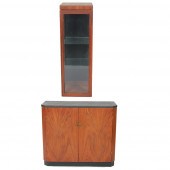 MCM 2 PC WALNUT AND GLASS LIGH