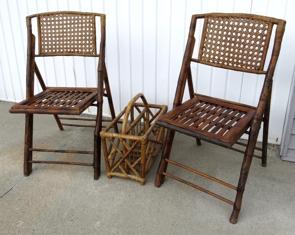MCM BAMBOO FOLDING CHAIRS
