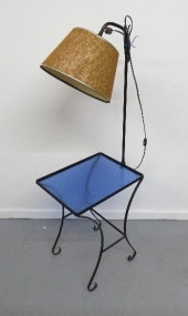 MCM BLUE GLASS & WROUGHT IRON