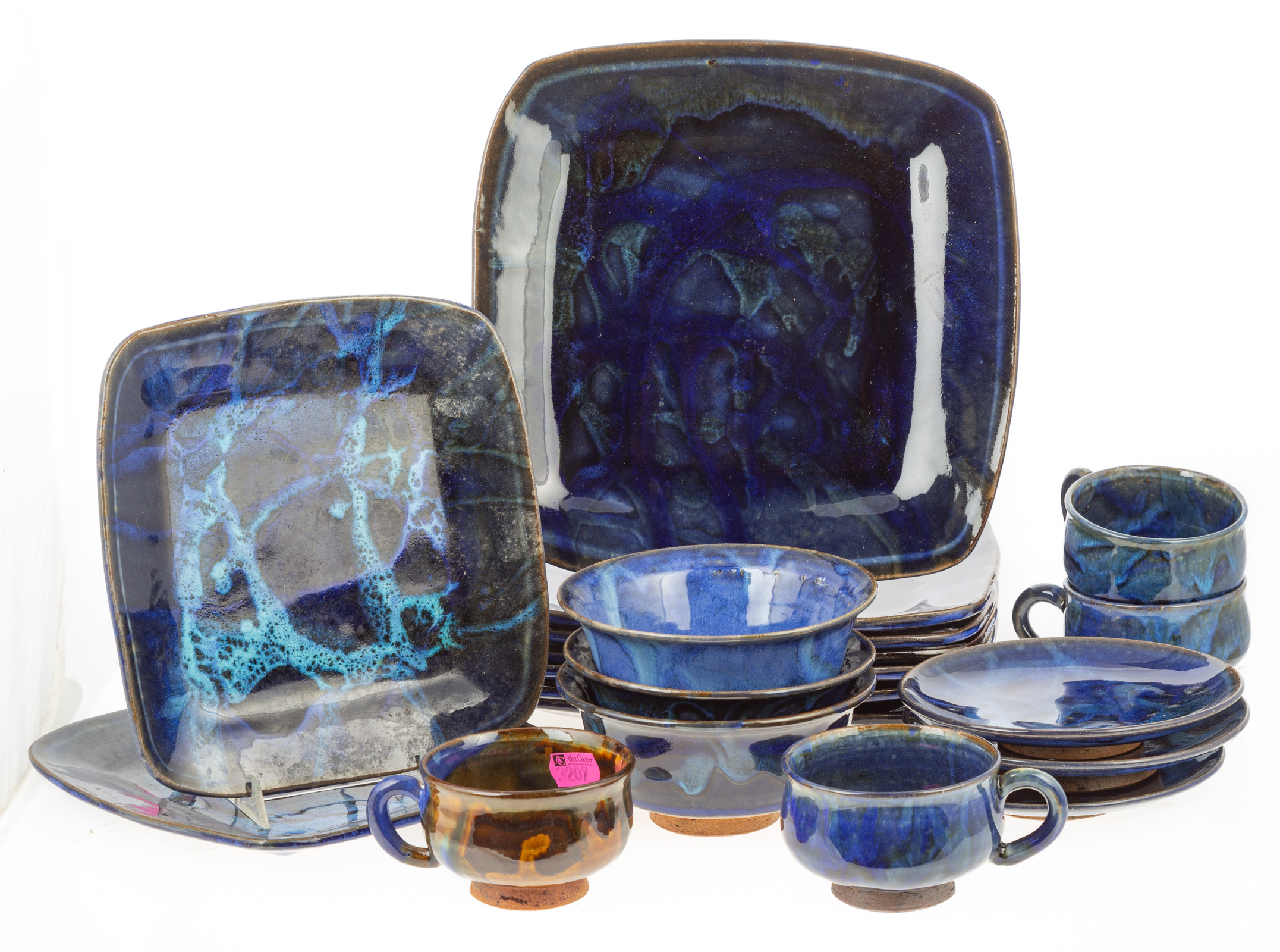 MCM BLUE POTTERY DISH SET Appears