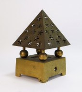 MCM BRASS PYRAMID SHADE TABLE