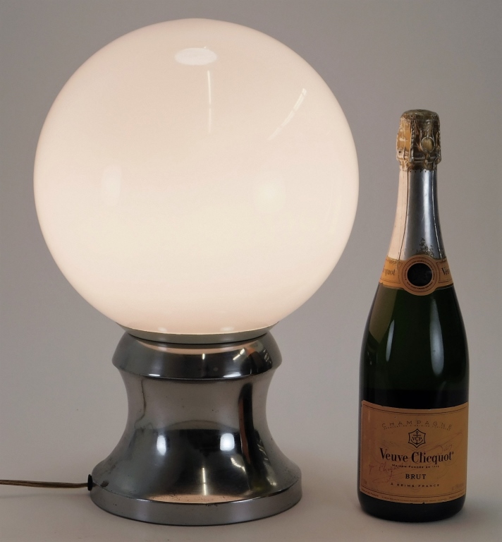 MCM CHROME AND GLASS GLOBE TABLE