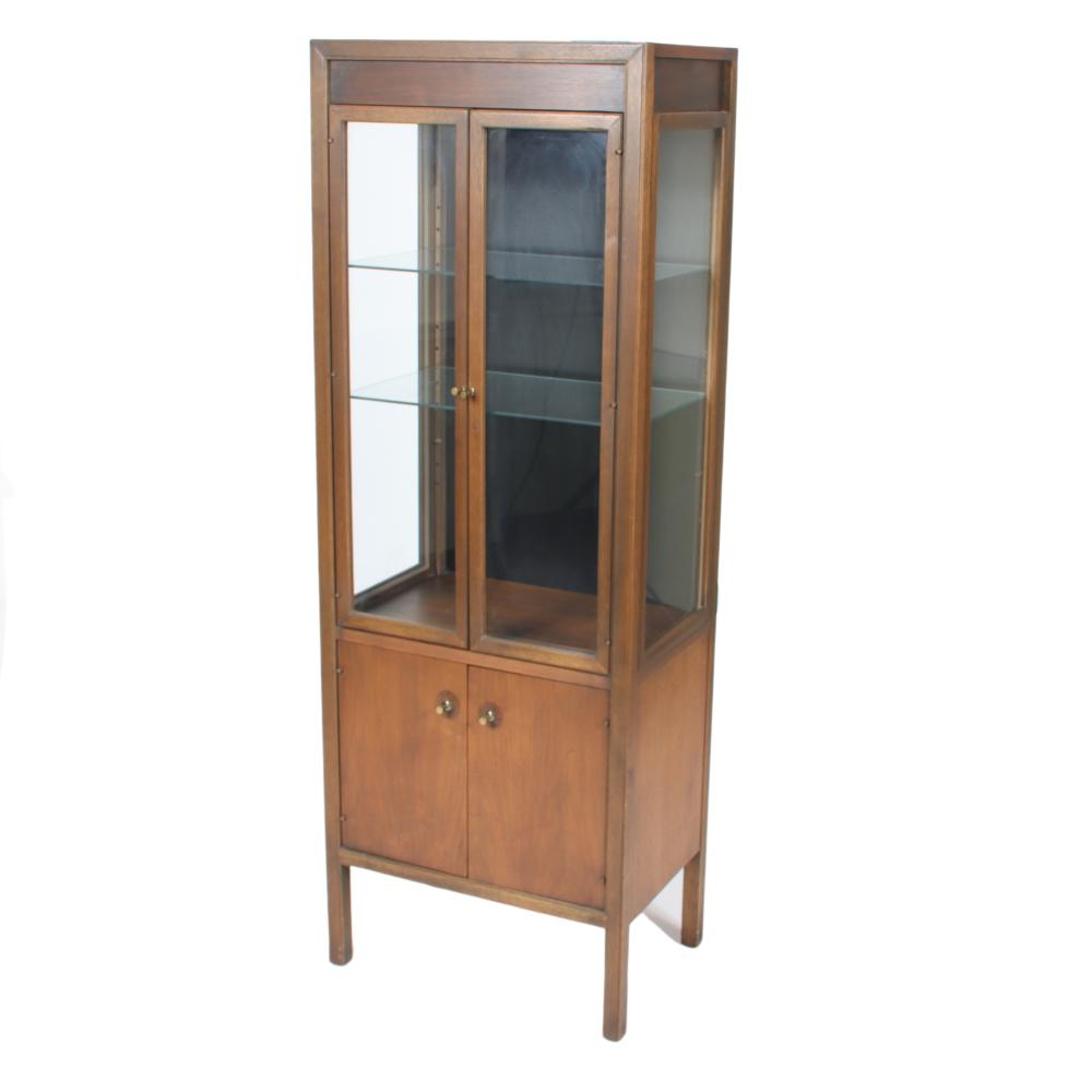 MCM DANISH WALNUT AND GLASS LIGHTED