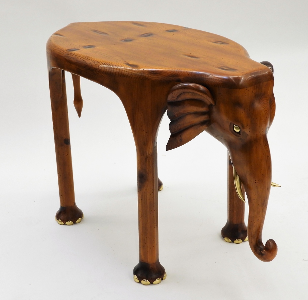MCM FIGURAL CARVED ELEPHANT TABLE