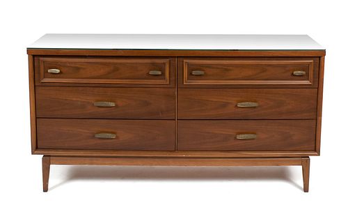 MCM GLASS TOP DRESSER WITH