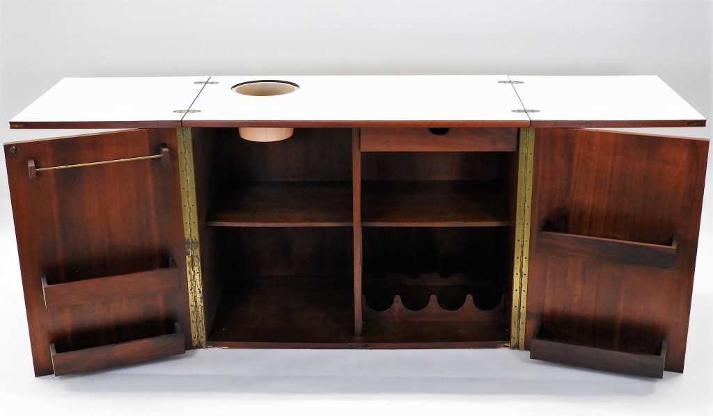 MCM MODERN WALNUT FLIP TOP BAR