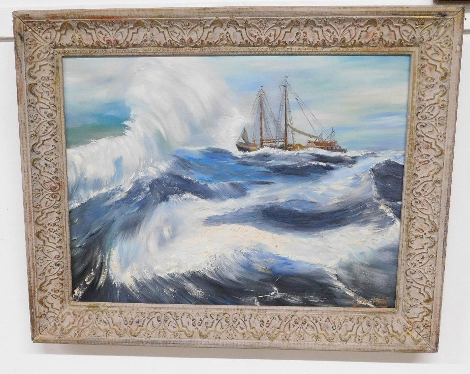 MCM NAUTICAL PAINTING TRAWLER ON