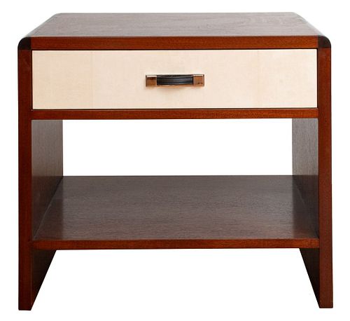 MCM STYLE WALNUT AND PARCHMENT
