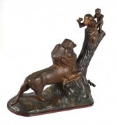 MECHANICAL BANK: LION & TWO MO