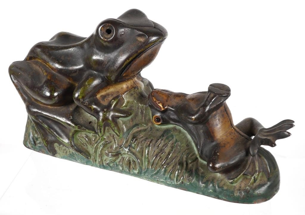 MECHANICAL BANK: TWO FROGS, STEVENS