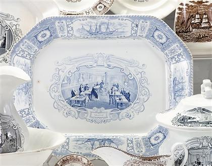 Medium blue transferware platter