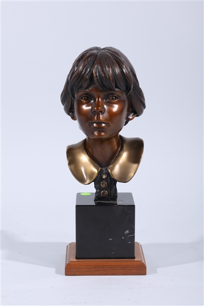 Medium size bronze signed bust of