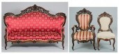 MEEKS ROSEWOOD SOFA AND 2 CHAI