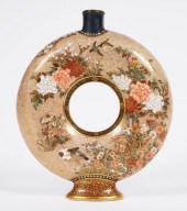 MEIJI SATSUMA MOON FLASK VASE,