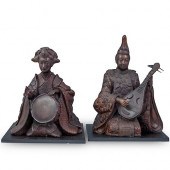 MEIJI STYLE BRONZE SEATED MUSI