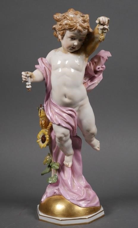 MEISSEN 14" CHERUB FIGURINELarge