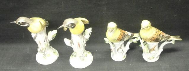 MEISSEN. 4 Porcelain Birds. From an