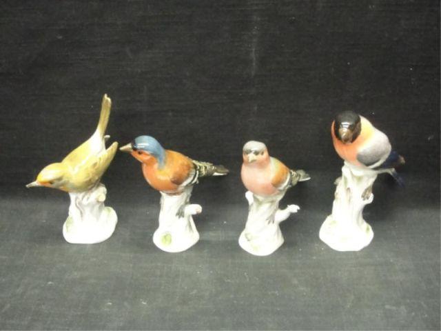 MEISSEN. 4 Porcelain Birds. Ranging