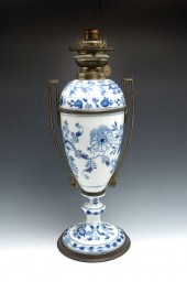 MEISSEN BLUE ONION OIL LAMP: H