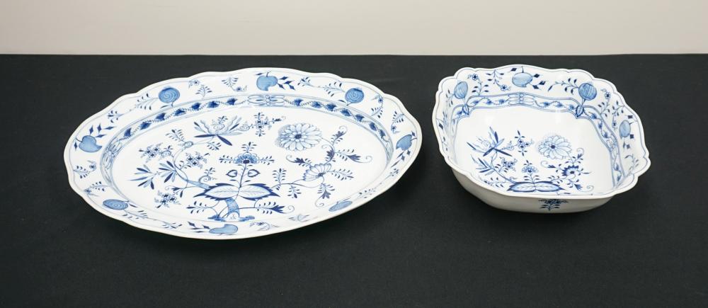 MEISSEN BLUE ONION PLATTER AND BOWL