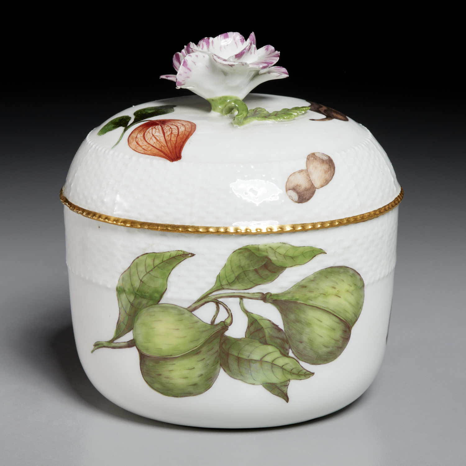 MEISSEN BOTANICAL SUGAR BOWL AND