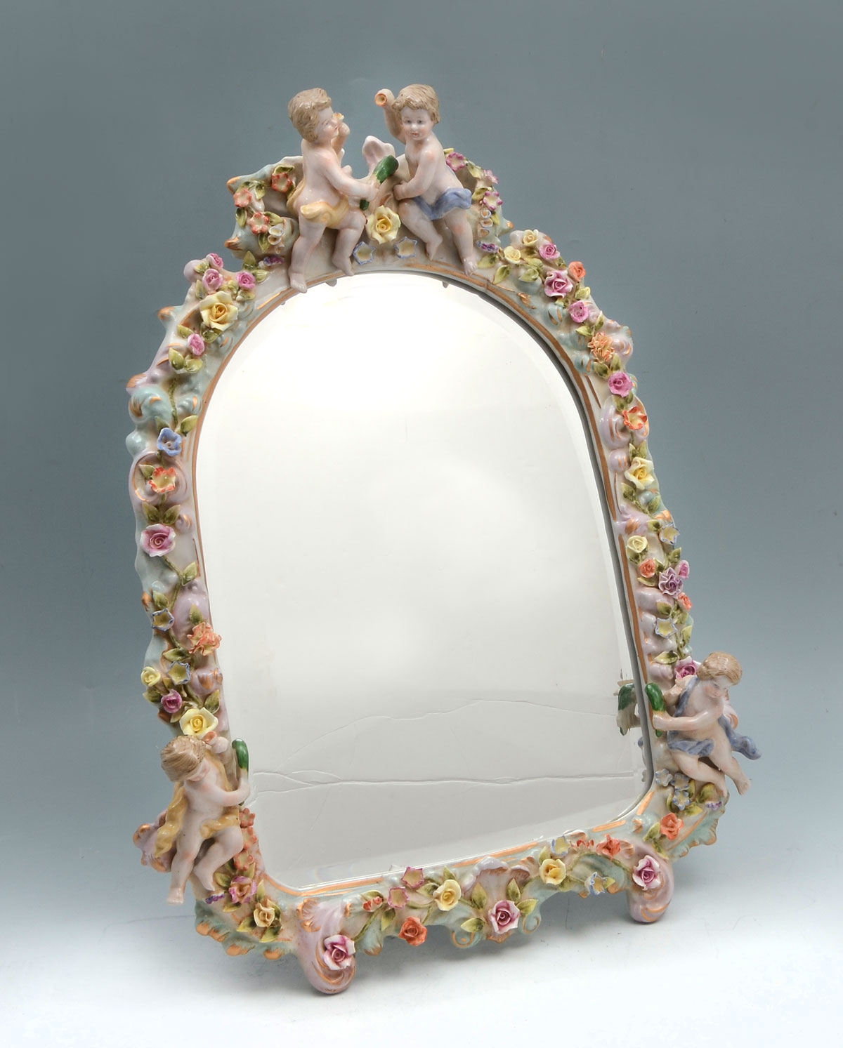 MEISSEN CHERUB MIRROR: Meissen