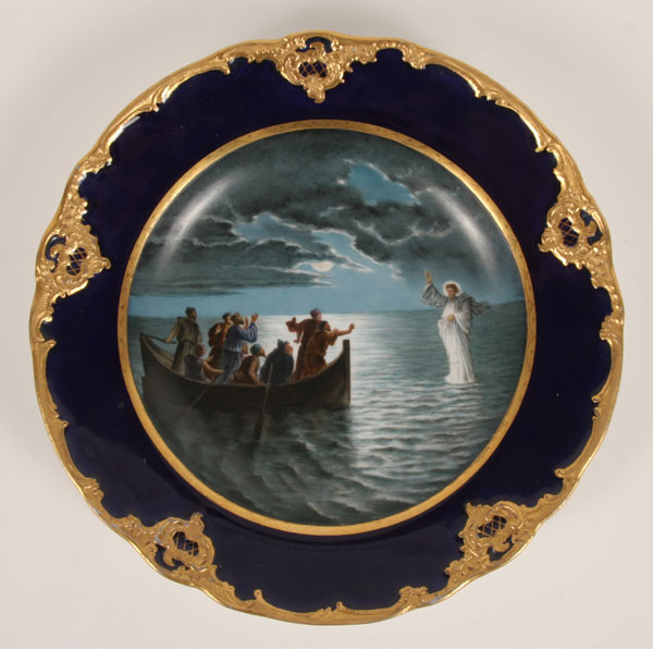 Meissen cobalt plate; hand