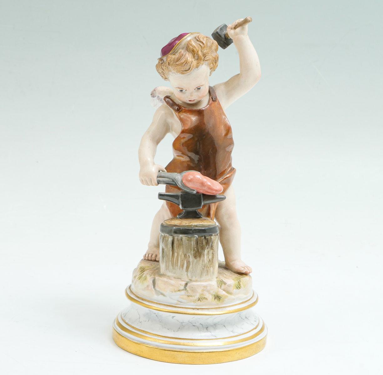 MEISSEN CUPID HAMMERING HEART: