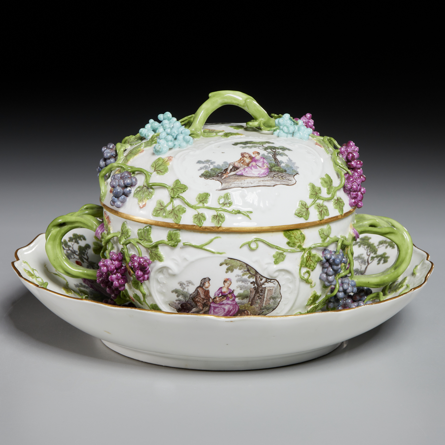 MEISSEN ECUELLE, COVER AND STAND,