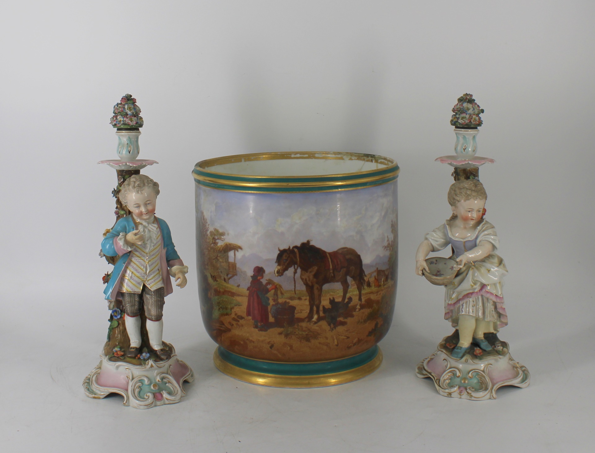 MEISSEN ? FIGURAL CANDLESTICKS