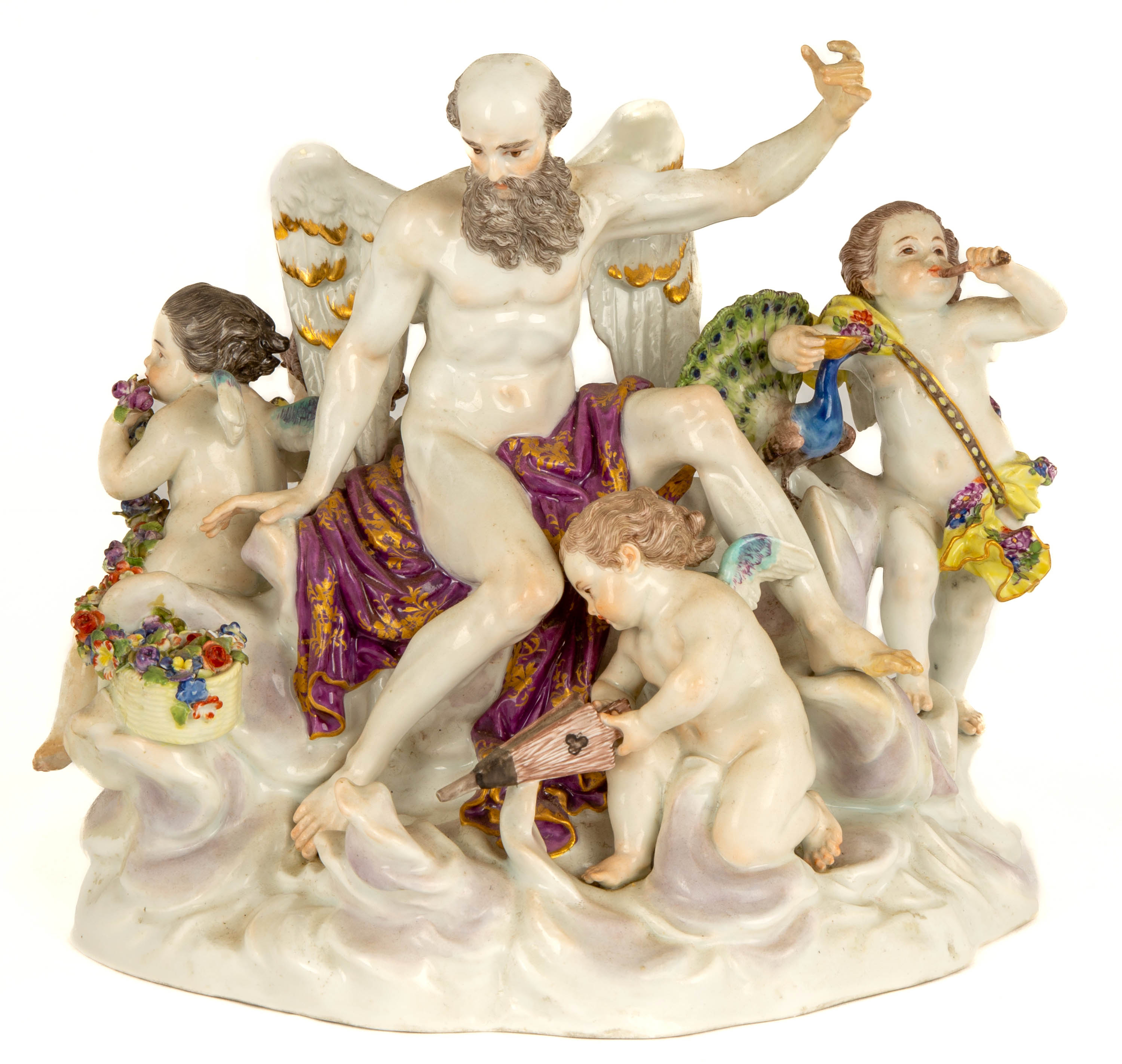 MEISSEN FIGURAL GROUP WITH FATHER