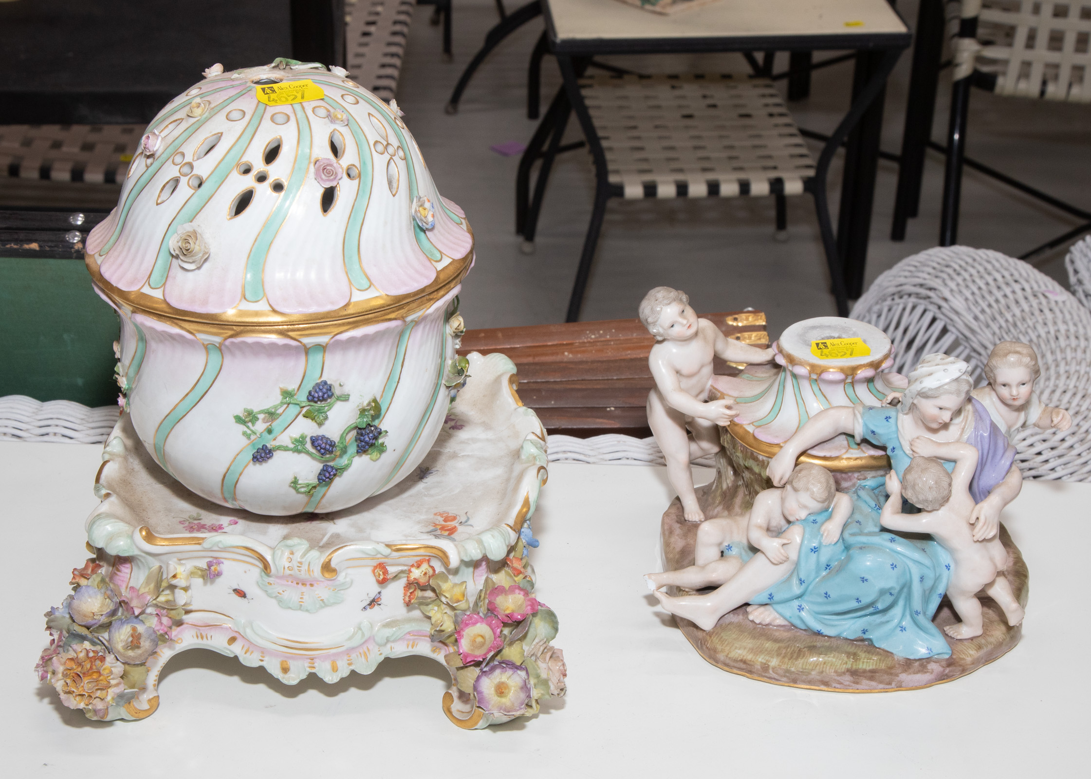 MEISSEN FIGURAL POMANDER JAR 19th