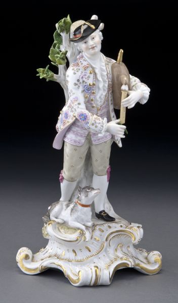 Meissen figure of a man holding a