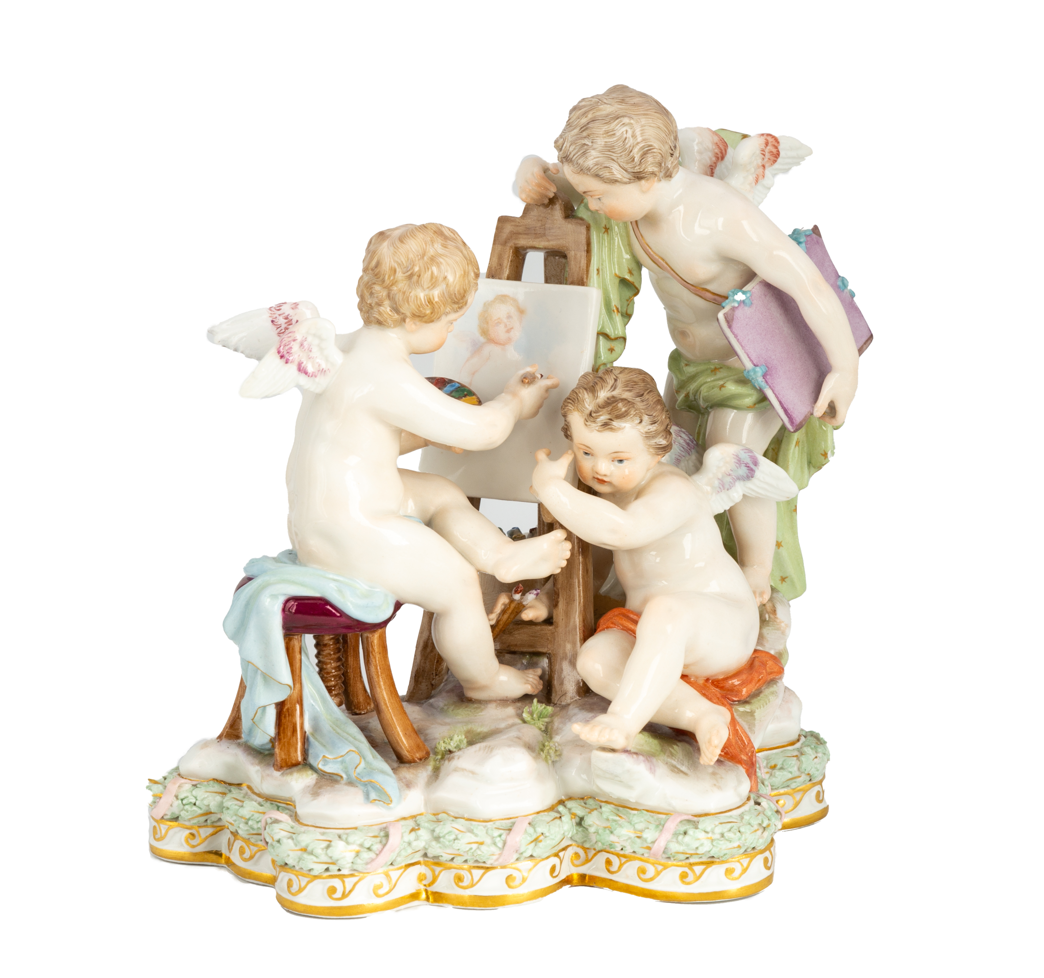 MEISSEN FIGURINE OF THREE CHERUBS