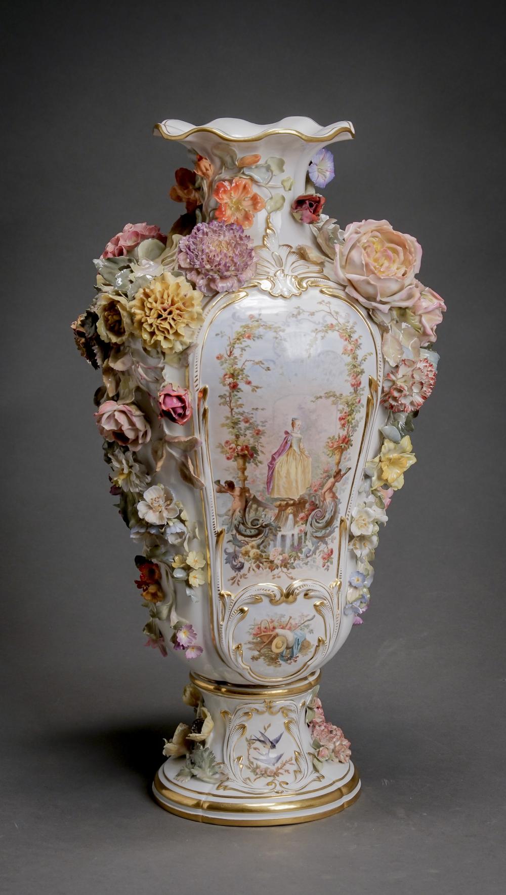 MEISSEN FLORAL ENCRUSTED, GILT