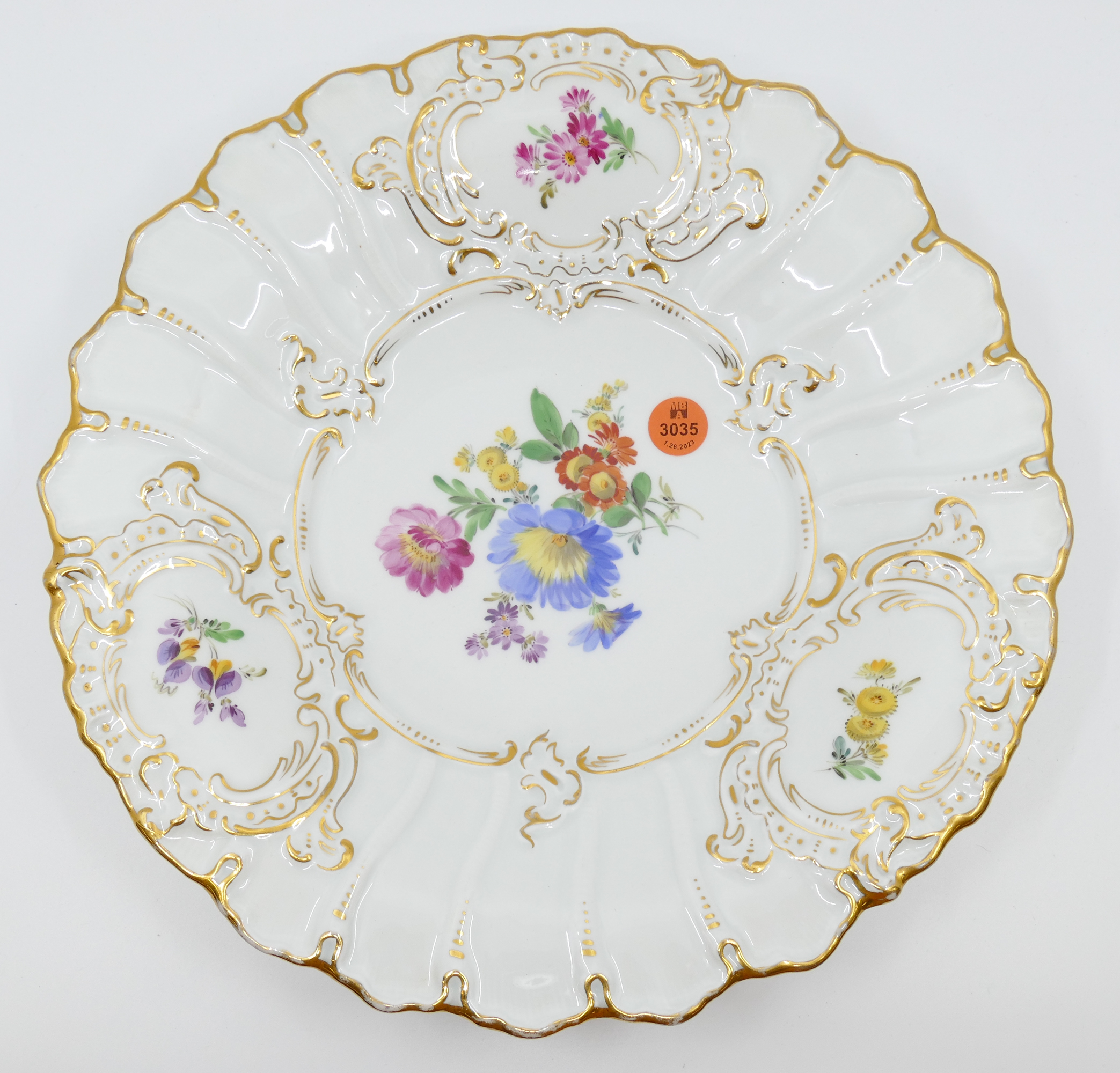 Meissen Floral Gilt Scalloped