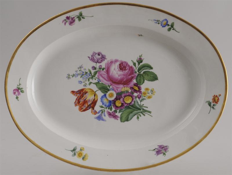 MEISSEN FLORAL-PAINTED OVAL PLATTER